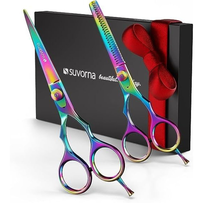Набір професійних ножиць для стрижки волосся Suvorna 5.5 дюймів (2 шт.) - ножиці для фрізурів, барберські ножиці, ножиці для розрідження волосся. Для салонного використання.