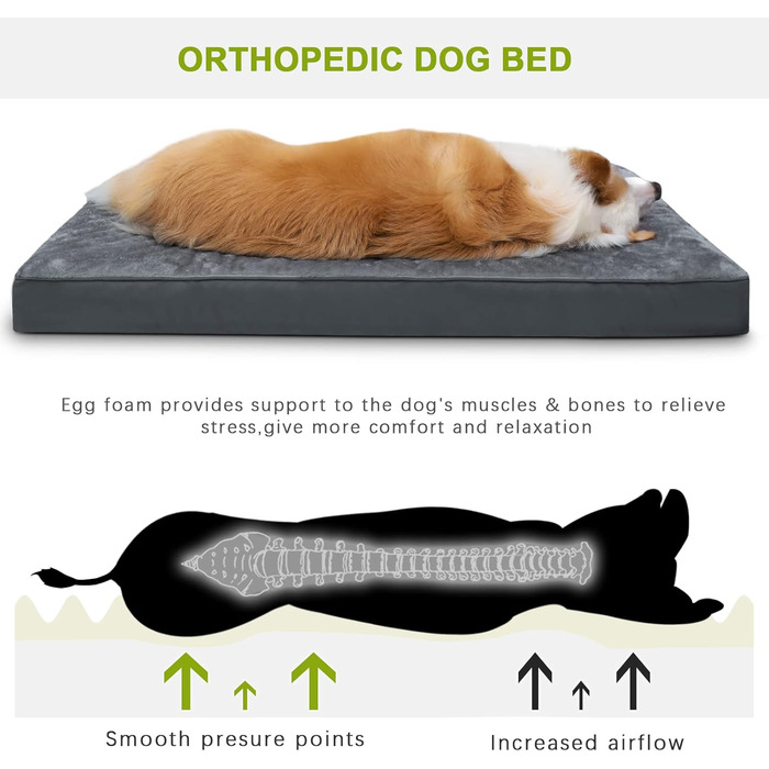 Водонепроникне ліжко для собак Deluxe з плюшем, знімний, пральний чохол, антиковзаюча підкладка, 58,4 x 43,2 см, сірий колір
