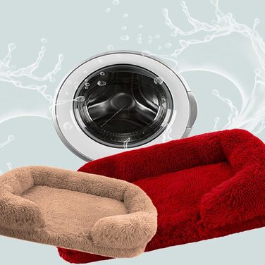 М'яке собаче ліжко, миється, для великих, середніх та маленьких собак, з неслизьким дном, знімний чохол, розмір M (50 x 40 x 14 см), світло-сірий колір