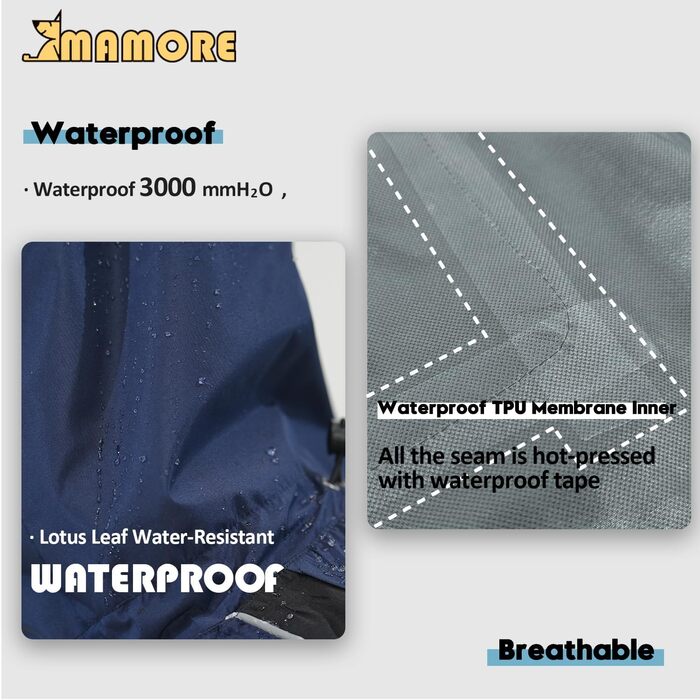 Водонепроникний дощовик для собак, регульований, дихаючий, з отвором для шлейки, жовтого та білого кольору (XXXL) та темно-синього та чорного (XL)