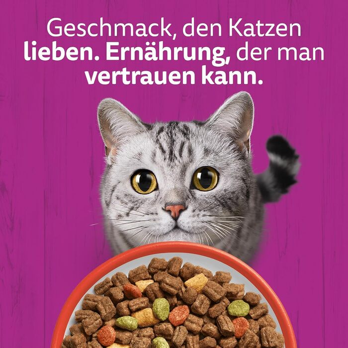Сухий корм для дорослих котів Whiskas з яловичиною, набір 5 x 800 г