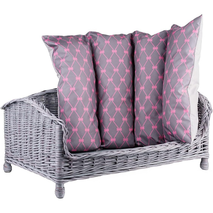 Корзина для собак та котів з плетіння лози з м'яким лежаком, сіра, 54x32x25 см