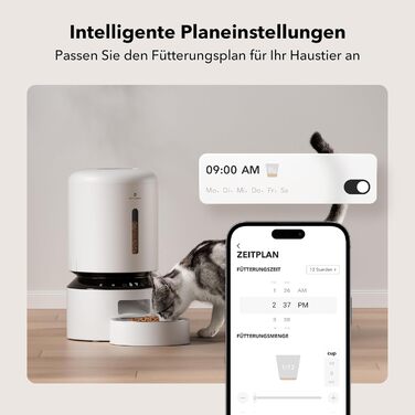 Автоматична годівниця для котів і собак PETLIBRO 5 л з Wi-Fi, керування через додаток, 5G, датчик рівня корму, захист від блокування, до 10 годувань на день, запис голосу, з мискою з нержавіючої сталі, нова модель