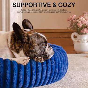 Кругле лежанка для собак MEWOOFUN, м'яке ліжко для маленьких собак та цуценят, з антиковзною основою (Морська хвиля, 76x76x20 см)