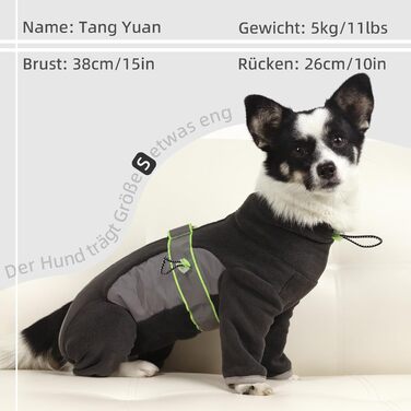 Флісова куртка для собак, зимова куртка, тепла флісова піджак для собак з отвором для повідка, для середніх собак, віндджайк, чорний (XS-XXL)