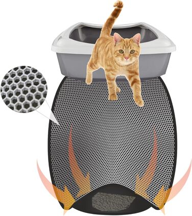 Килимок для котячого туалету BYPET, 58 см, круглий, вологостійкий, з дизайном 