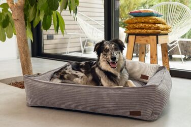 Собаче ліжко Hundebett Lotte Ribbed, коричневе, 95x80x23 см