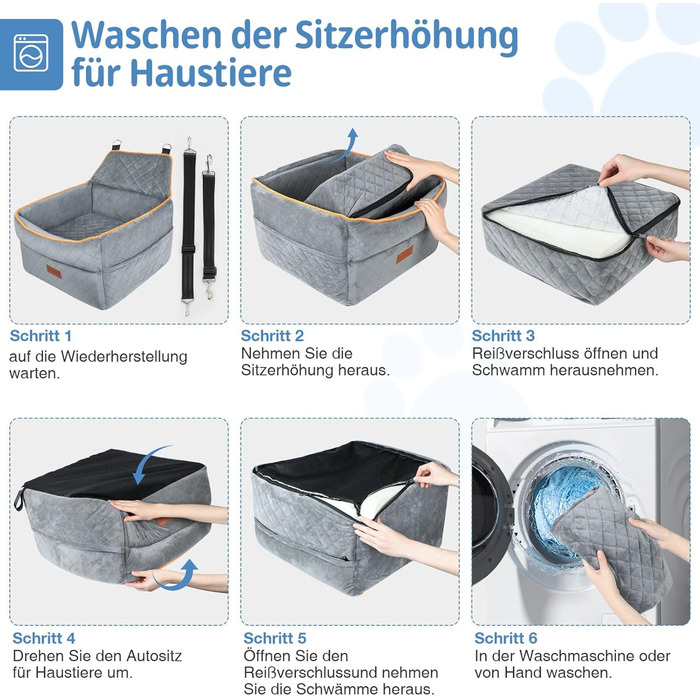 Підвищення для собак, сіре, до 15 кг, знімний, миючий, з кишенями для зберігання, для передніх та задніх сидінь