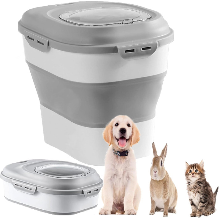 Контейнер для корму для собак та котів, 12-15 кг, з герметичним закриттям та кришкою-відкидним механізмом, на колесах