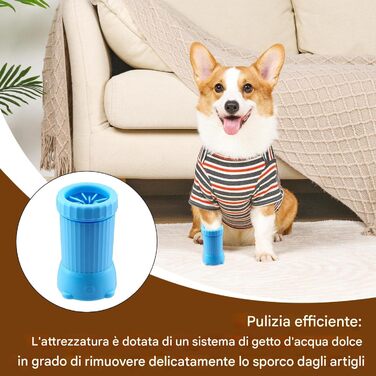 Автоматичний очищувач лап для собак, USB, інтелектуальний Lavapaw, для дому та прогулянок, великі цуценята (блакитний)