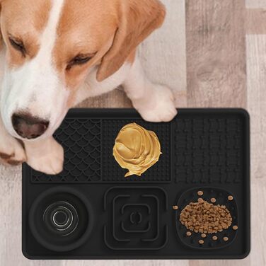 Килимок для собак і котів з силікону з присосками, антипригарний, для ласощів та ігор (Чорний)