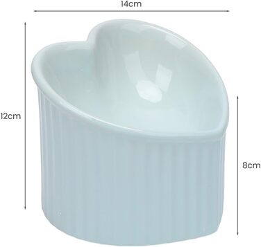 Підвищені миски для котів у формі серця, кераміка, підняті миски для котів, проти блювоти, без стресу, станція для води та корму, придатні для мікрохвильової печі, аксесуари для домашніх тварин для маленьких котів та собак (блакитні)