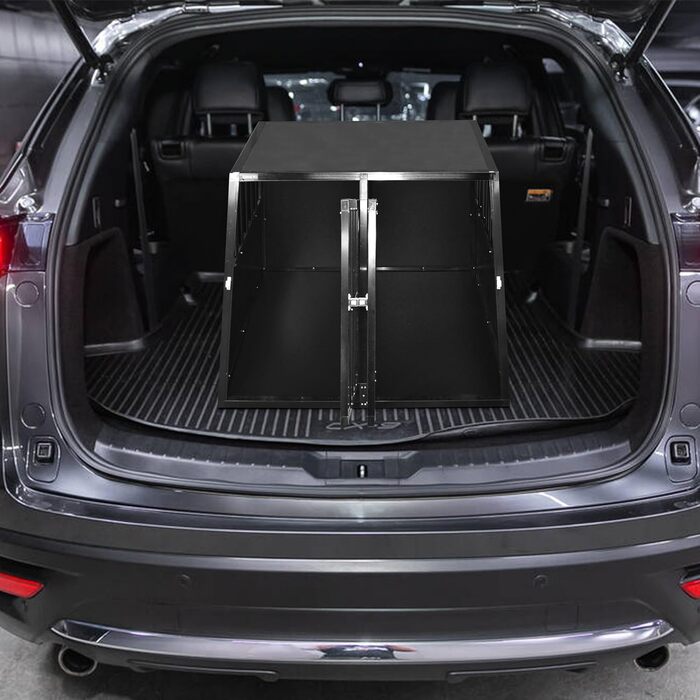 Алюмінієва переносна коробка для собак Defacto – міцна переноска для тварин, 89x69x50 см (Чорний)