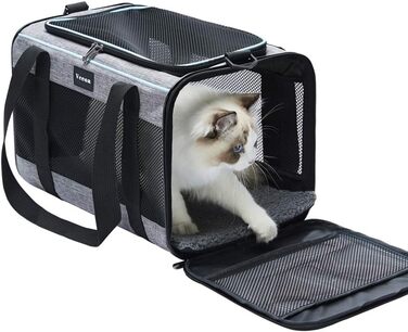 Переноска для котів і собак Vceoa 48,3x30,5x30,5 см, м'яка сумка для домашніх тварин до 10 кг, дорожня переноска для кошенят і цуценят, ігрова сумка для дому та подорожей