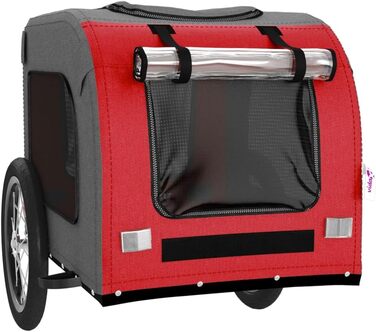 Причіп для велосипеда з собаками, червоний та сірий, Oxford-Gewebe та залізо, для собак та котів LH13839