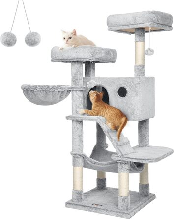 Драбина для котів Feandrea велика, кігтеточка з м'яким покриттям, для великих котів, Ombré сіро-біла PCT162W01