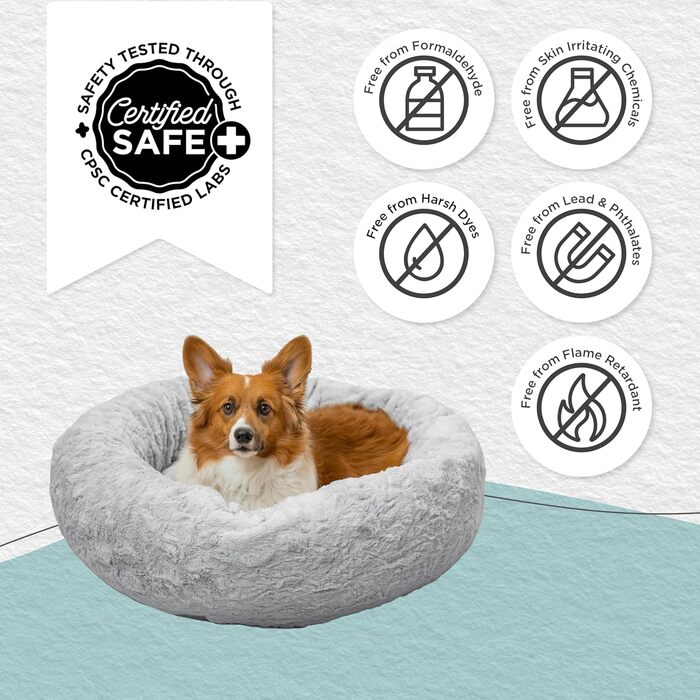 Круглий лежак для тварин Sheri The Original Calming Donut Lux - Сірий, 76 x 76 см