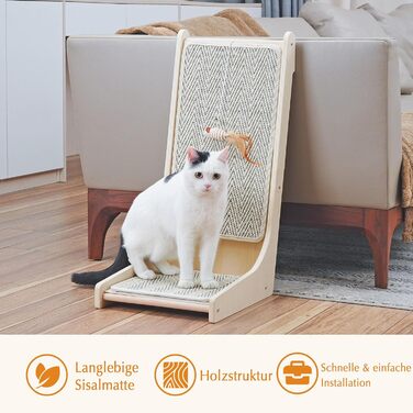 Котячий когтетоп PETKARAY L-подібний, 68 см, з сизалю, для котів, з котячою м'ятою та іграшкою-мишкою