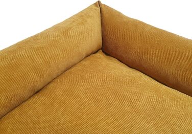 Ортопедичне ліжко для собак, суглобозахисне, миється, для великих, середніх та маленьких собак, гірчичний колір (L=99/79/18см)