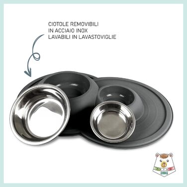 Миска для кота Patam з нержавіючої сталі з антиковзною підкладкою, італійського виробництва, Jerry Grün (Tom Grau)