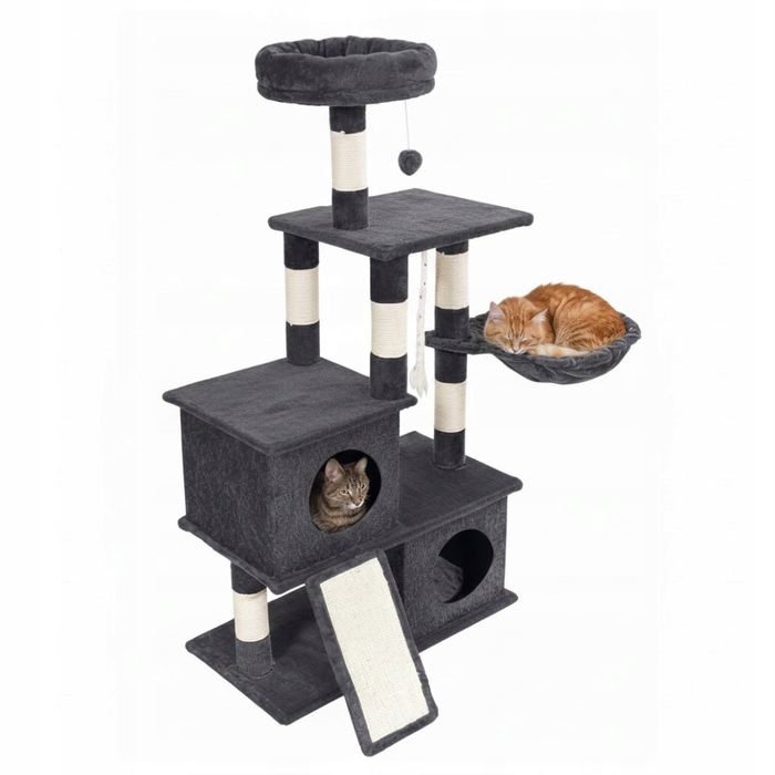 Ігровий комплекс для котів: будинок-драпак з 5 рівнями та стовпчиками, 115 см (F200)