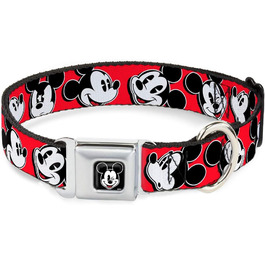 Нашийник для собак Buckle-Down з пряжкою-ременем безпеки, Mickey Mouse, червоний/чорний/білий, ширина 3,8 см, для шиї 45,7–81,3 см, розмір L