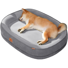Ортопедичне ліжко для собак, 75x60x12.5 см. М'яке ліжко для середніх собак та котів, знімний та пральний килимок, антиковзаюча підкладка, кошик для собак з кордом та флісом, темно-сірий колір