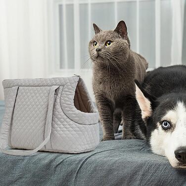 Сумка-переноска для тварин | Сумка для собак та котів | Легка переноска для цуценят та кошенят (світло-сіра)