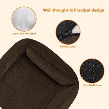 Ліжко для собак, лежанка для собак, подушка для собак, корзина для собак. Знімне та пральне, коричневого кольору, 90 x 75 x 25 см