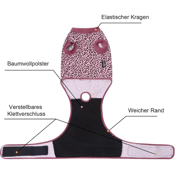 Тіло для собак після операції, тілечко для собак після кастрації/стерилізації, дихаюча тканина, захист від витікання ран, для собак, для сук, для рудих, зелений L (рожевий, середній)