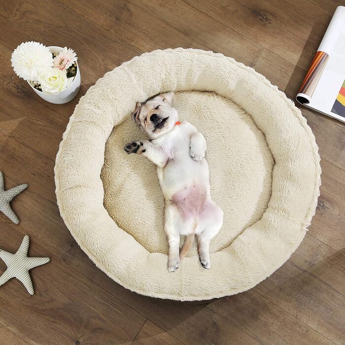 Кругле ліжко для собак та котів Feandrea, Ø 65 см, сіре, 65 x 65 x 12 см