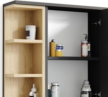 Vicco Aquis дзеркальна шафа для ванної, 30x81.8 см, антрацит, Sonoma, меблі для ванної кімнати