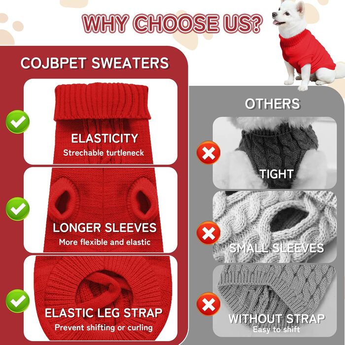 Вовняний пуловер для собак з коміром-стійкою, теплий та м'який, червоний, розмір M, для відпочинку, однотонний (Getaway Solids)
