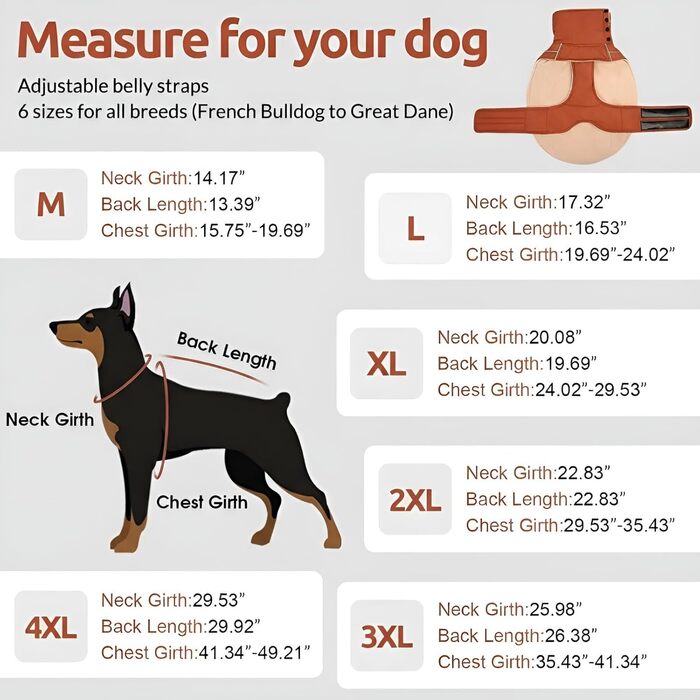 Теплий зимовий одяг для собак ASENKU: куртка та одяг для великих собак з відбиваючим коміром, водонепроникний, кольору червоно-коричневого, розмір 3XL
