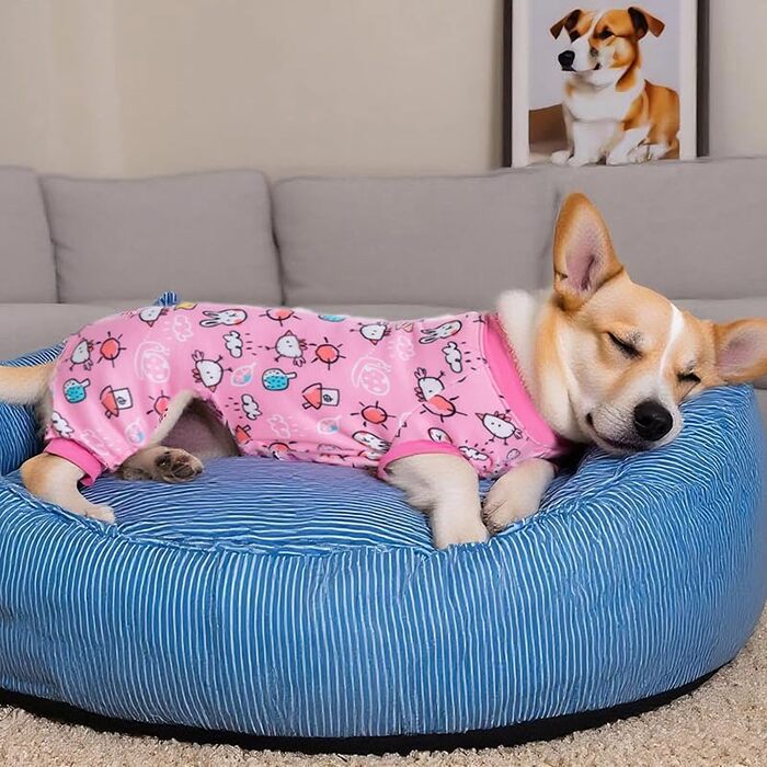 Піжама для собак з флісовою підкладкою, мила піжама з сердечком для собак, теплий м'який комбінезон для кошенят та собак, тепла та зручна одяг для домашніх тварин (Рожева, XXXXL)