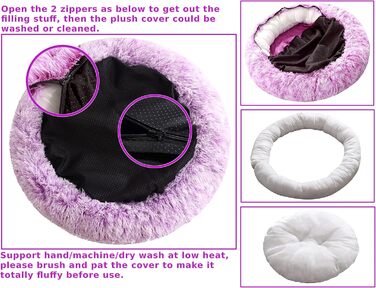 Кругле ліжко для собак Comlax Mittler, 60 см, лілове. Зручне, м'яке, знімний чохол. Антистрес, штучне хутро.