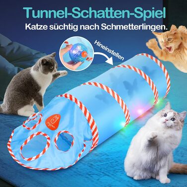 Інтерактивна іграшка для котів Migipaws 2-в-1: електричний м'ячик у тунелі, програмоване управління, іграшка-піймалка метеликів 2.0
