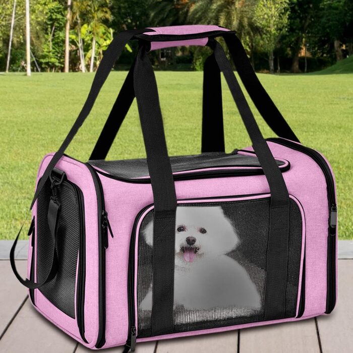 Травельник для котів та маленьких собак, сумка-переноска для тварин, рожева, для подорожей