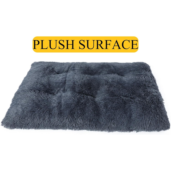 М'яке ліжко для собак великих та середніх порід, плюшеве килим для собак, потовщене покриття для собак з неслизьким дном, пухнасте ліжко для домашніх тварин, можна прати та знімає стрес (59x80 см, темно-сіро-блакитний)