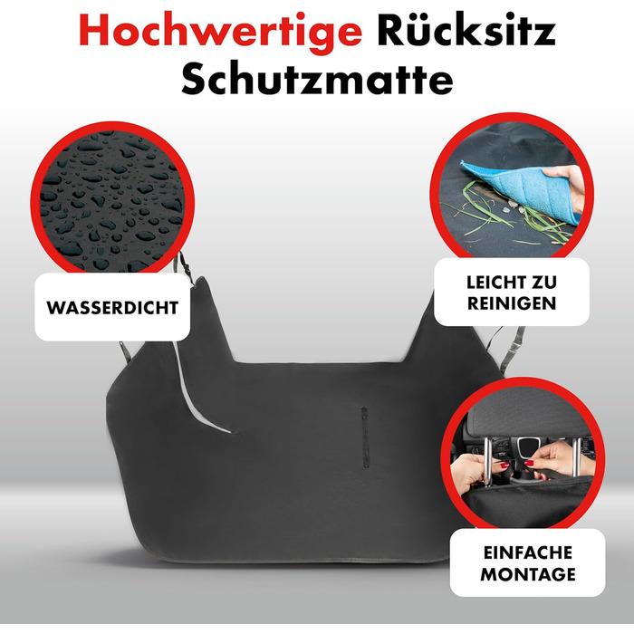 Захист для багажника WALSER Cäsar: килимок з боковим захистом, універсальний, для собак, чорний (захист заднього сидіння)