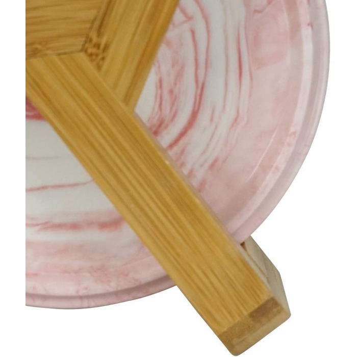 Миски для собак SP SEMPRE з кераміки з бамбуковими підставками, рожевий мармур (15,5 см)