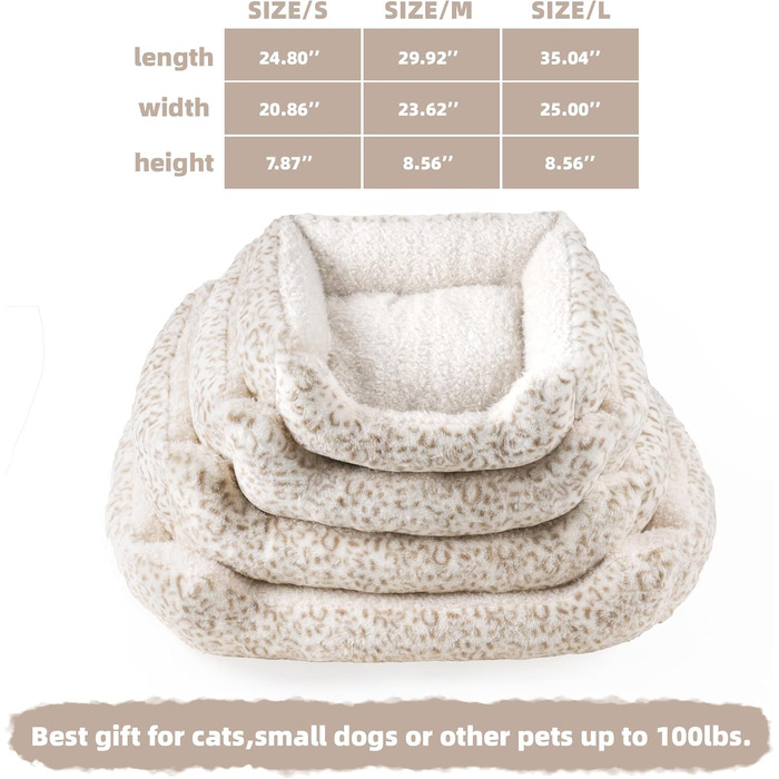 М'яке ліжко для собак Roypet з антиковзким покриттям, для цуценят, собак та котів, прямокутне, з матрацом, колір кремовий, розмір L