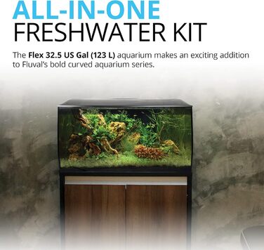 Акваріум Fluval Flex 123 л, прісноводний, чорний, комплект
