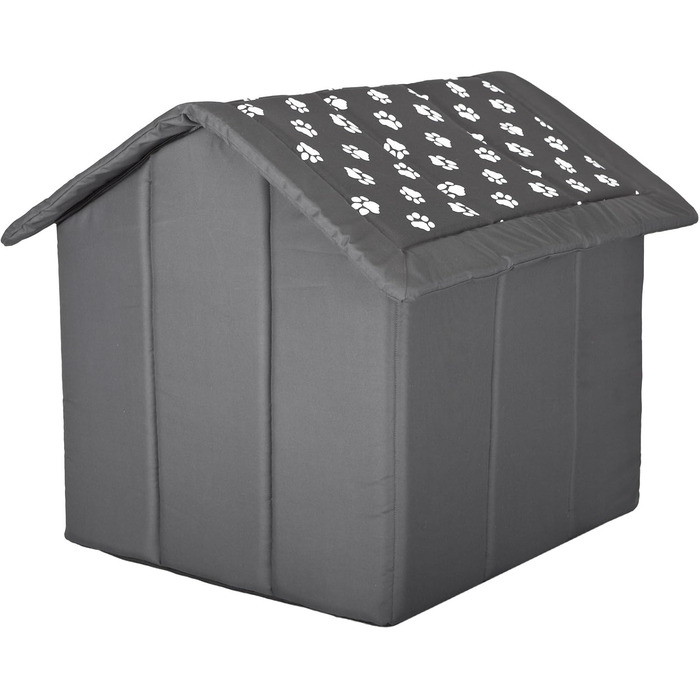 Будка для собак Millybo R1-R6: зручне ліжко-будка для тварин (52 x 46 см, сірий з принтом лапок)
