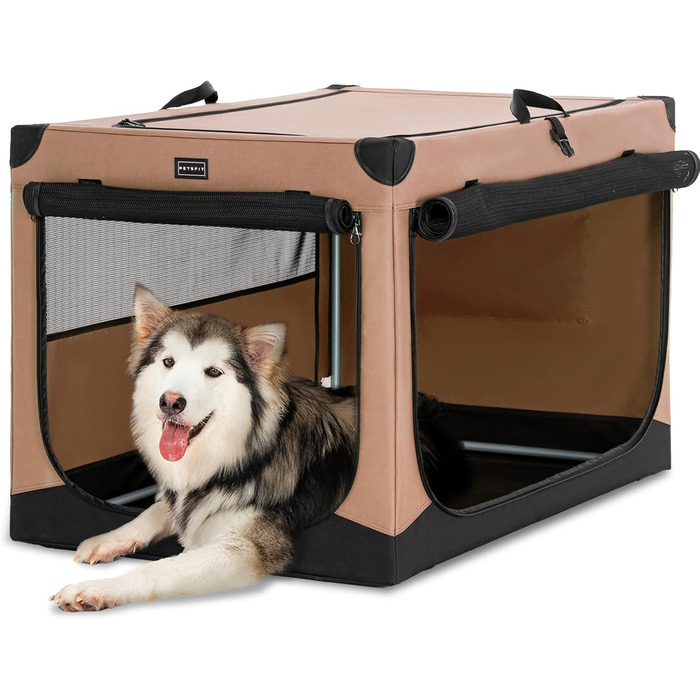 Транспортна переноска для собак Petsfit XL, складана, для дому, велика, середнього та малого розміру, з регульованим чохлом, легка у зберіганні, бежева