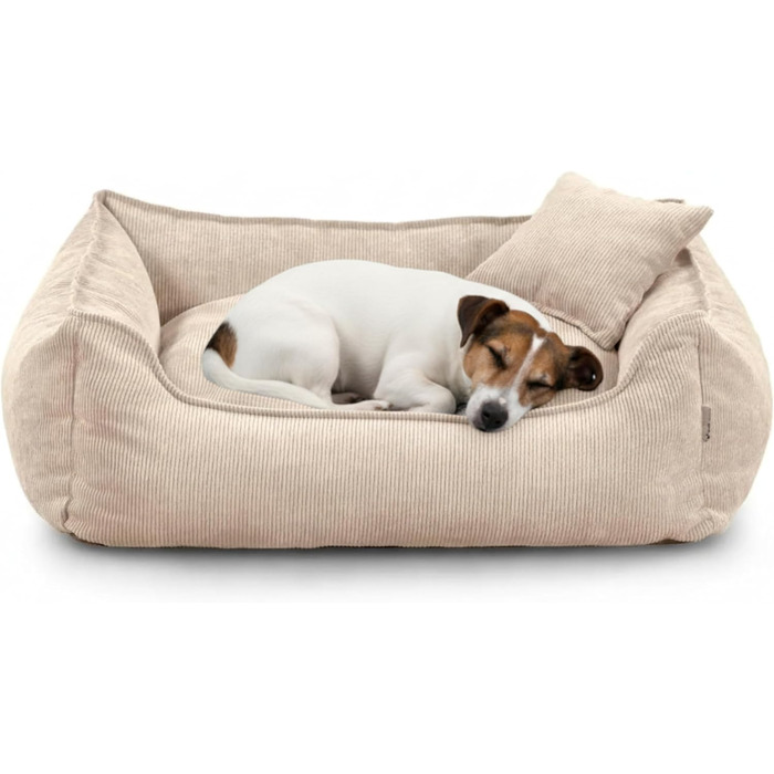 Gutekissen® Lucky: М'яке собаче ліжко - килимок для собак великих та малих порід. Легко миється, з поліуретановою начинкою та знімним чохлом (Крем, S - 65x55)