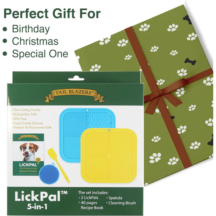 Килимок для собак Lickpal 5-в-1: проти нудьги, з присосками, шпателем та щіткою, рецепти, для ласощів