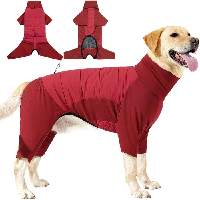 Водонепроникний зимовий одяг для собак: теплий куртка з високим коміром для маленьких, середніх та великих собак. Ідеально для кемпінгу та прогулянок на природі. Червоний колір, розмір M