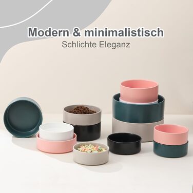 Керамічна миска для собак, годівниця для собак - неслизька миска для собак маленьких та середніх порід, миска для води для великих котів - керамічна миска для корму та води - 15 см - 320 г / 720 мл - біла