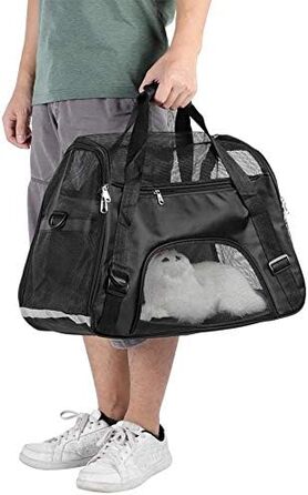 Транспортна сумка для собак та котів, складна переноска, чорна (L)